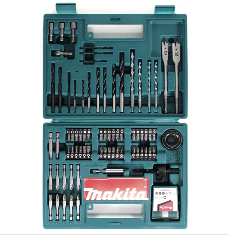 Makita B-53811 Juego de puntas y brocas 100 piezas con portapuntas en estuche de plástico