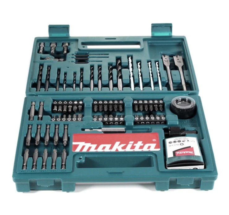 Makita B-53811 Juego de puntas y brocas 100 piezas con portapuntas en estuche de plástico