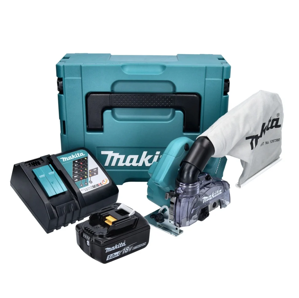 Makita DCC 500 RT Sierra circular de diamante sin cable 18 V - 125 mm - Sin escobillas + 1x Baterí 5.0 Ah + Cargador + Makpac