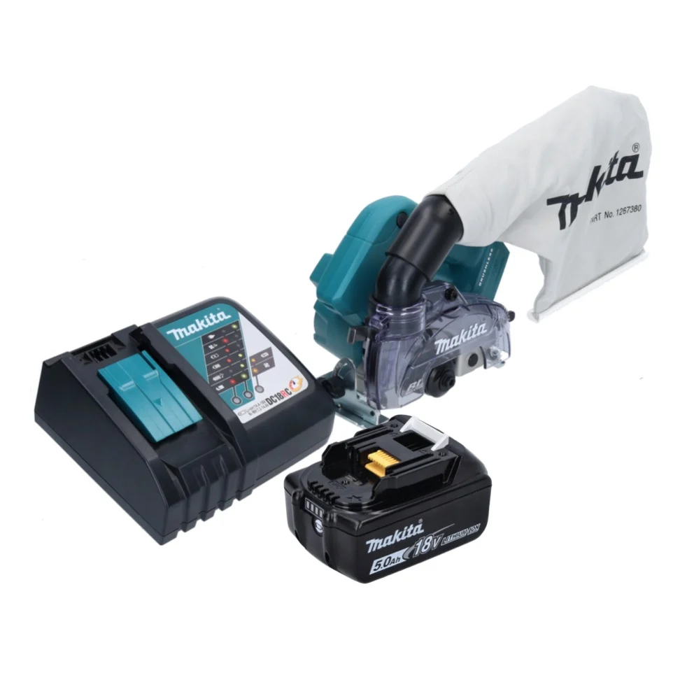 Makita DCC 500 RT Sierra circular de diamante sin cable 18 V - 125 mm - Sin escobillas + 1x Baterí 5.0 Ah + Cargador