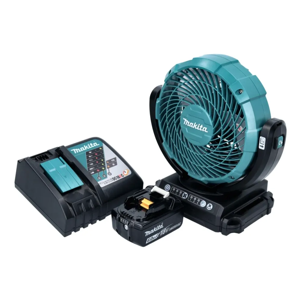 Makita DCF 102 RG1 ventilador sin cable 18 V 18 cm + 1x baterí recargable 6,0 Ah + cargador