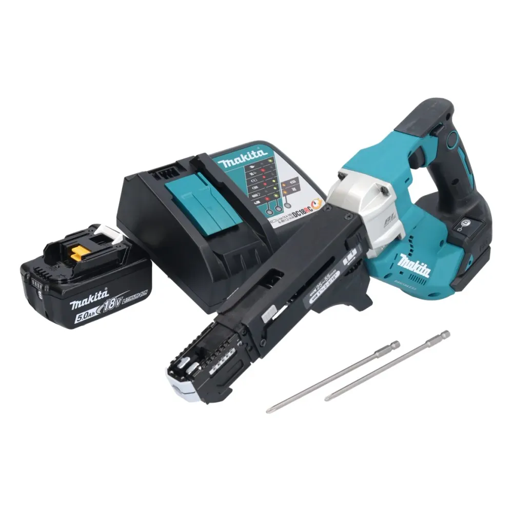 Makita DFR551RT1 Atornillador automático sin cable 25-55mm Sin escobillas 18V + 1x Baterí 5,0Ah + Cargador