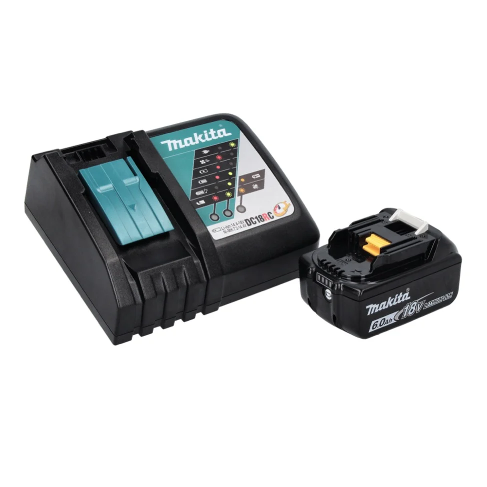 Makita DPJ 180 RG1J 18 V 100 mm Ranuradora sin cable + 1x 6.0 Ah Baterí + Cargador + Makpac
