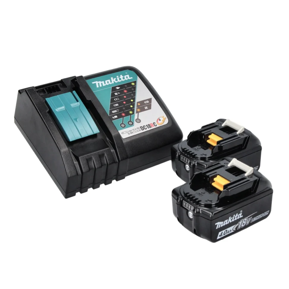 Makita DPJ 180 RMJ 18 V 100 mm fresadora y ranuradora sin cable + 2x 4,0 Ah baterí recargable + cargador + Makpac