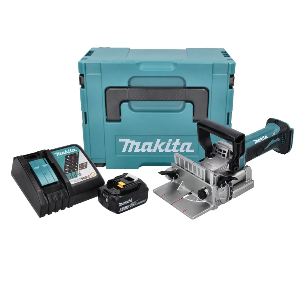 Makita DPJ 180 RT1J Ranuradora sin cable 18 V 100 mm + 1x Baterí 5.0 Ah + Cargador + Makpac