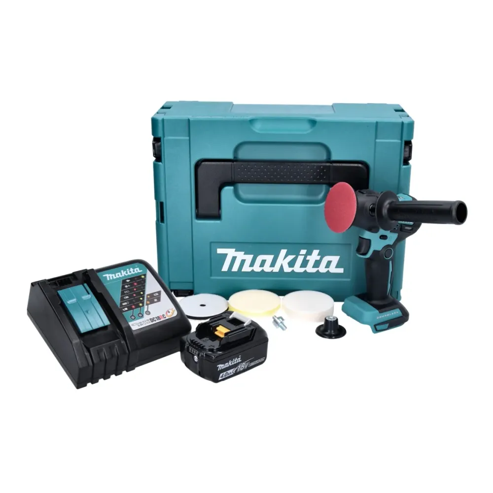 Makita DPV 300 RM1J 18 V 50 / 80 mm Pulidora sin escobillas + 1x 4.0 Ah baterí + cargador + Makpac