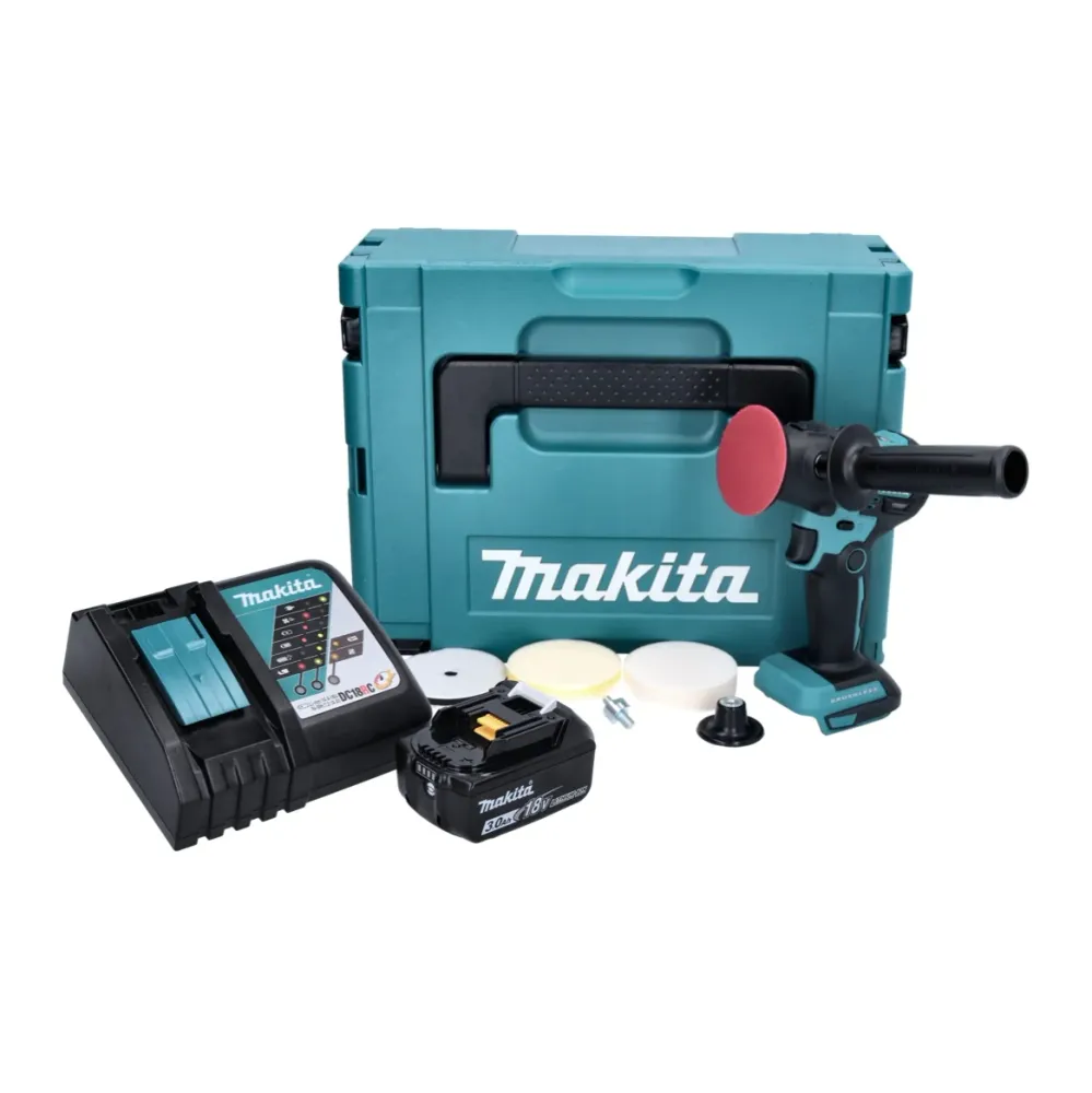 Makita DPV300RF1J Pulidora sin cable 18 V - 50 / 80mm - Sin escobillas + 1x Baterí 3.0 Ah + Cargador + Maletín Makpac