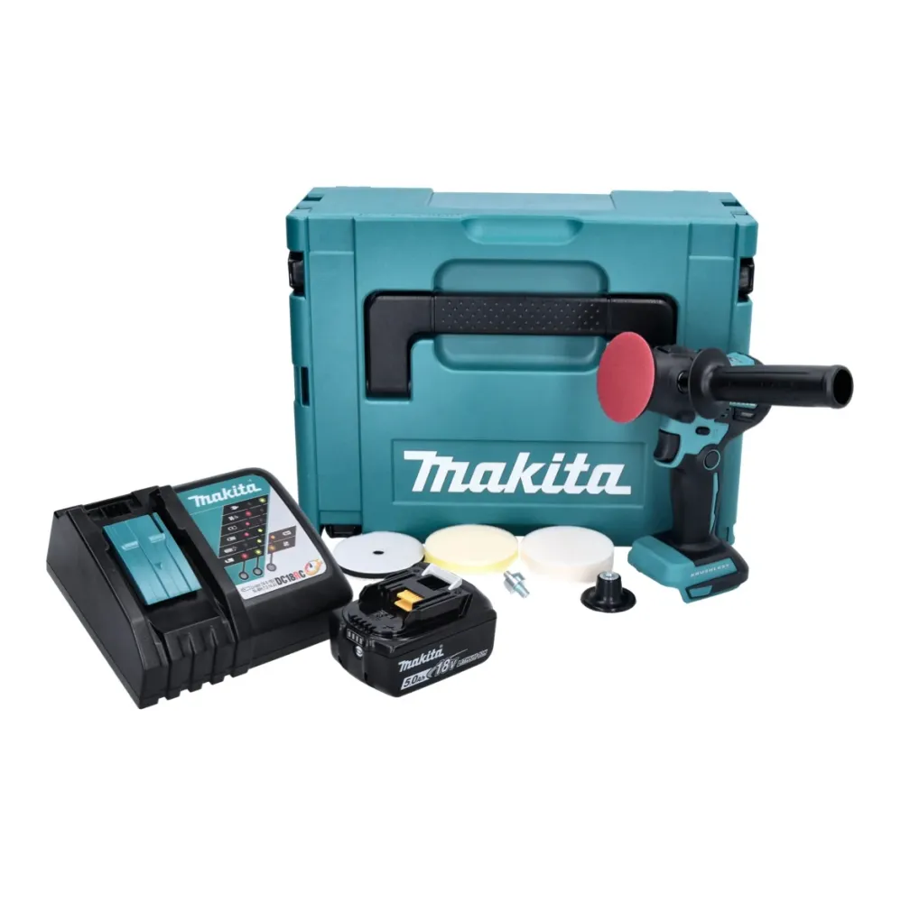 Makita DPV300RT1J Lijadora-pulidora sin cable 50/80 mm 18V sin escobillas + 1x Baterí 5.0 Ah + Cargador + Makpac