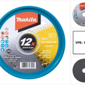 Makita E-17120-12 Discos de corte INOX 125 x 1,0 x 22,23 mm A60V-BF 12 unidades en caja