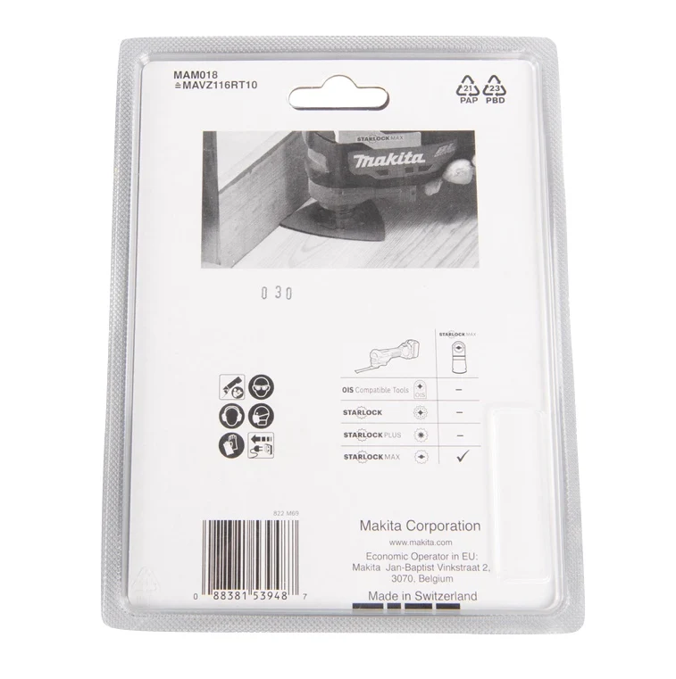 Makita MAM018 HM Delta Plate 116mm K100 Starlock Max (B-66581) Vida extralarga