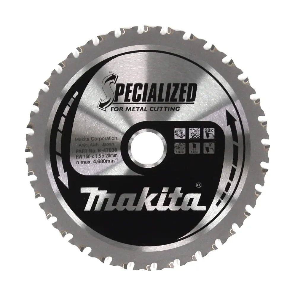 Makita MCCS15032E Hoja de sierra especializada para metal HW 150 x 20 x 1,5 mm 32T (5x B-47036)