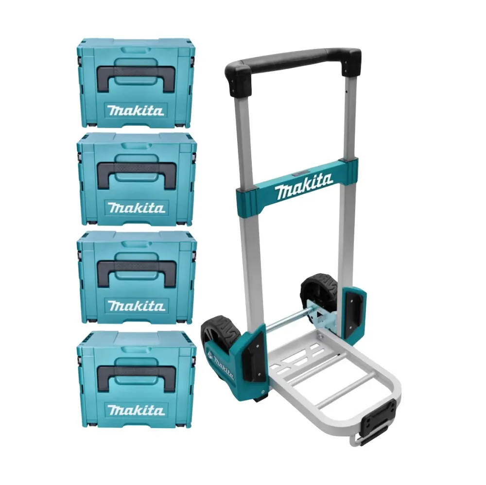 Makita Trolley para Makpac caso del sistema + 1x Makpac 2 + 2x Makpac 3 + 1x Makpac 4
