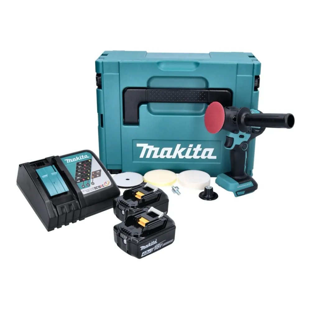 Pulidora sin cable Makita DPV 300 RMJ 18 V 50 / 80 mm sin escobillas + 2x 4,0 Ah baterí + cargador + Makpac
