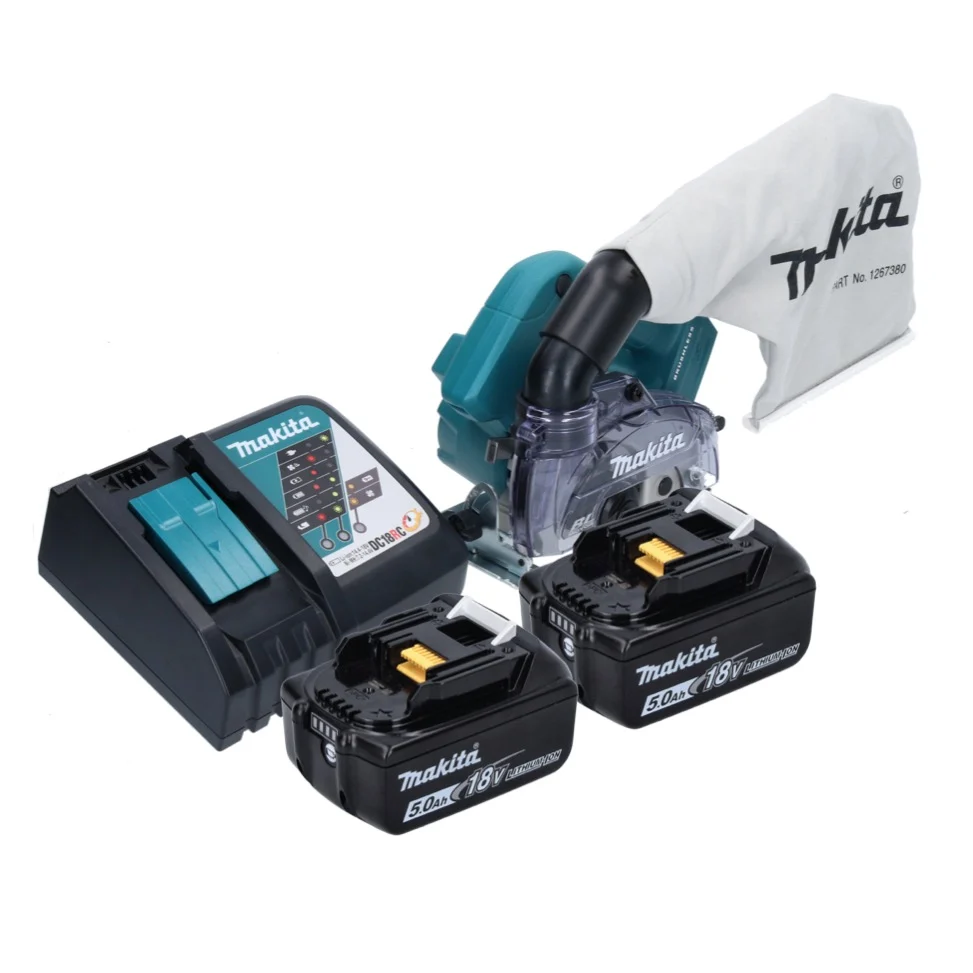 Sierra circular de diamante sin cable Makita DCC 500 RT 18 V - 125 mm - Sin escobillas + 2 baterías de 5,0 Ah + cargador