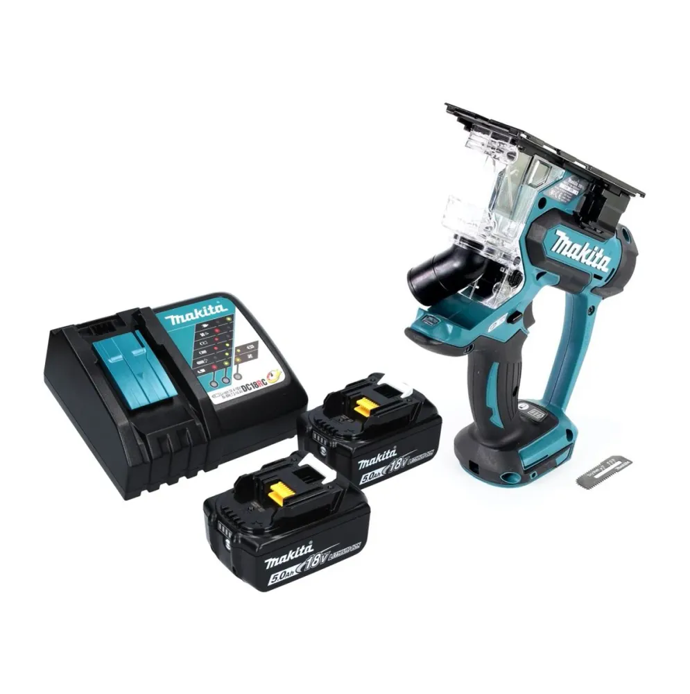 Sierra para cartón yeso con baterí Makita DSD 180 RT 18 V + 2 baterías de 5,0 Ah + cargador