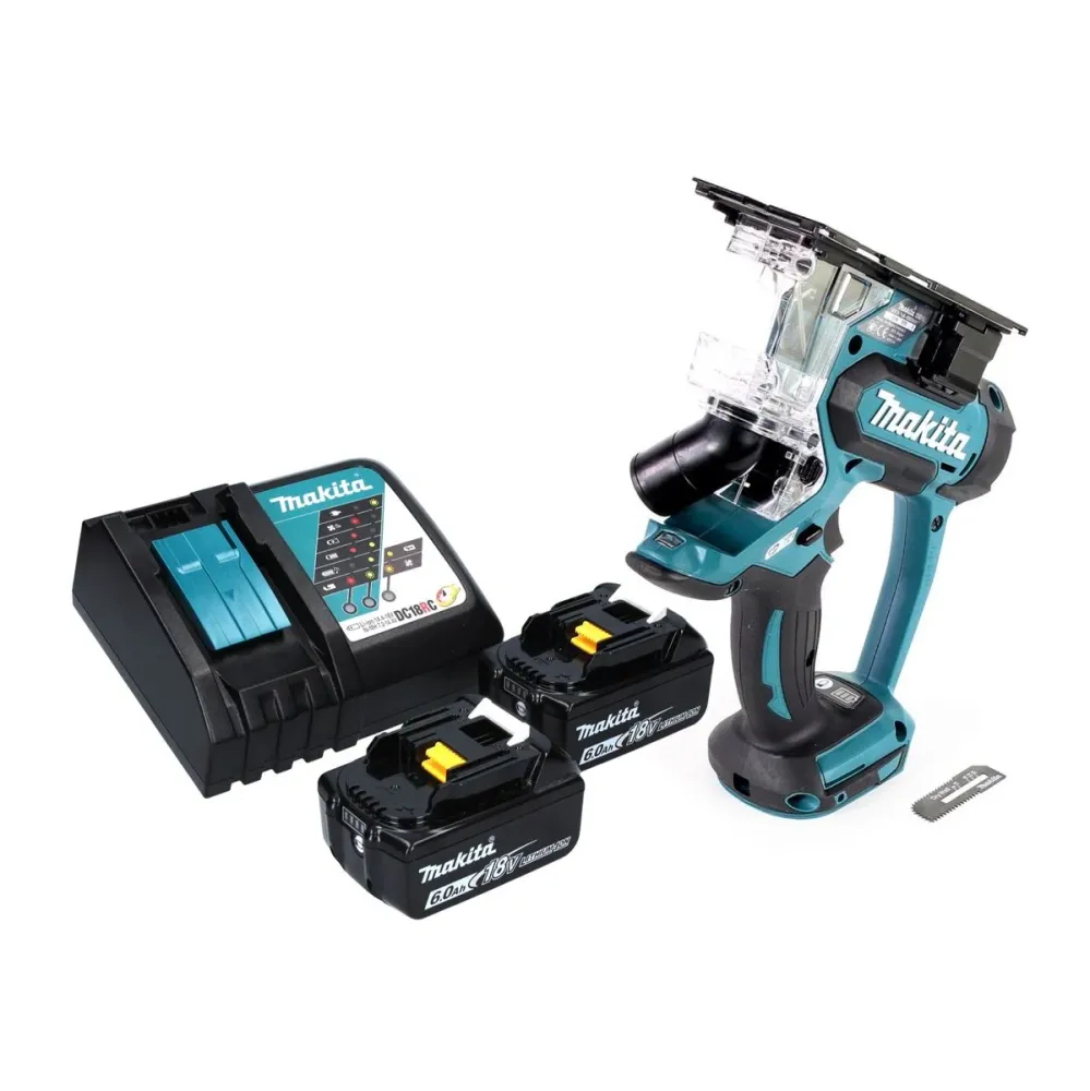 Sierra para cartón yeso Makita DSD 180 RG con baterí de 18 V + 2 baterías de 6,0 Ah + cargador