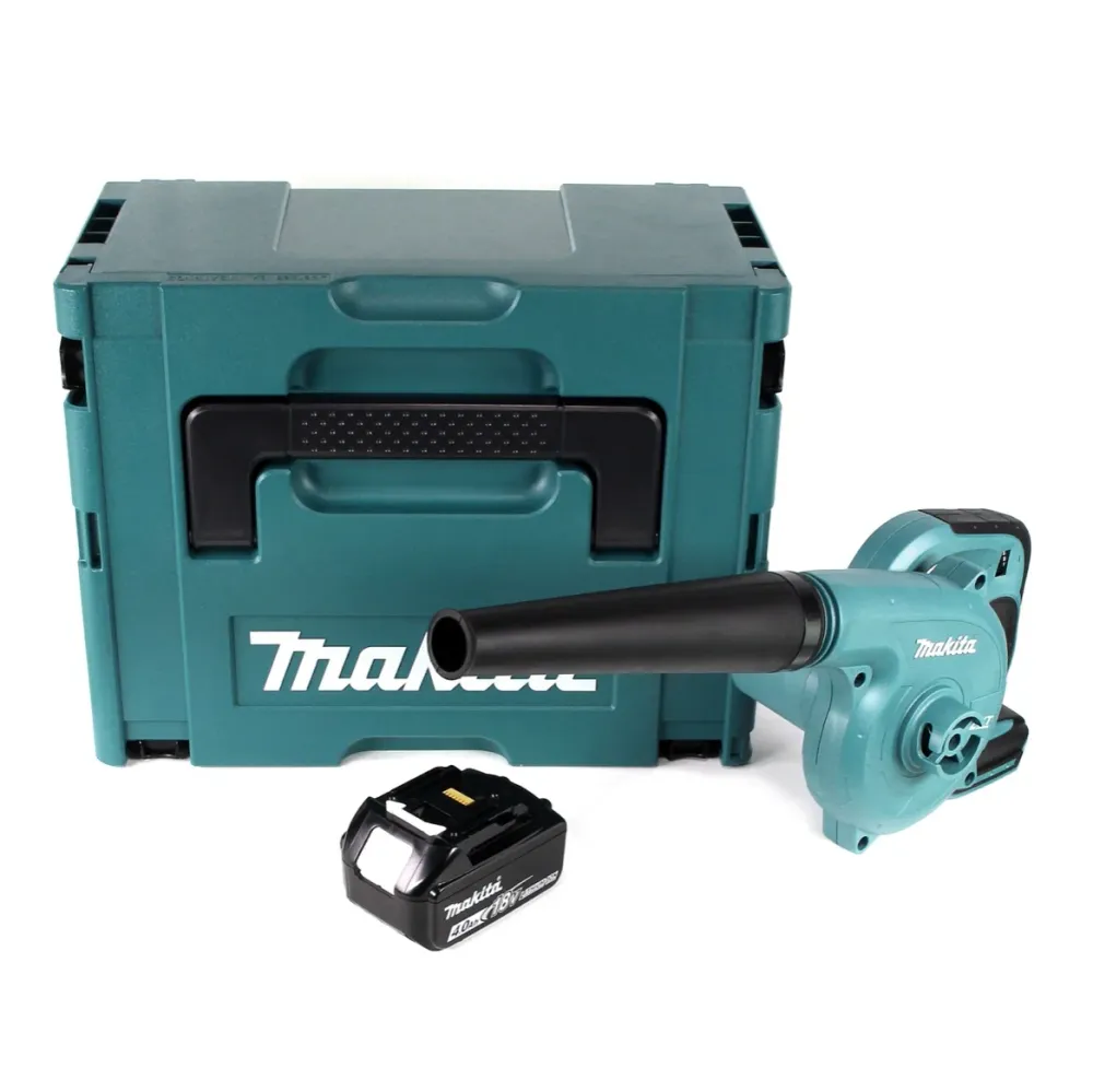 Soplador de baterí Makita DUB 182 M1J de iones de litio de 18 V en Makpac + 1 baterí de 4,0 Ah - sin cargador