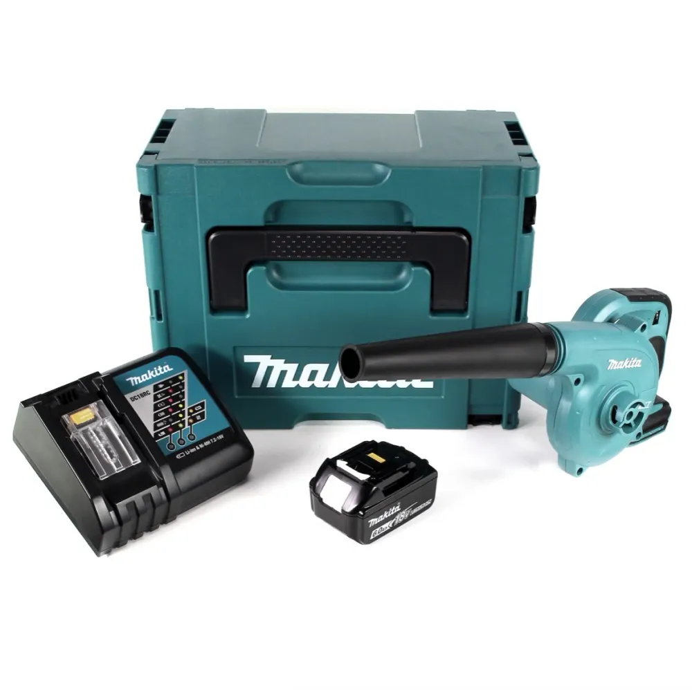 Soplador de baterí Makita DUB 182 RG1J de iones de litio de 18 V en Makpac + 1 baterí de 6,0 Ah + cargador