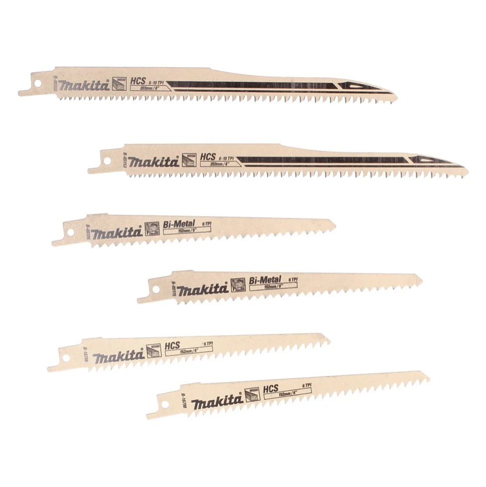 Surtido de hojas de sierra Makita 152 - 203 mm 6 pzs. ( B-44432 ) para madera