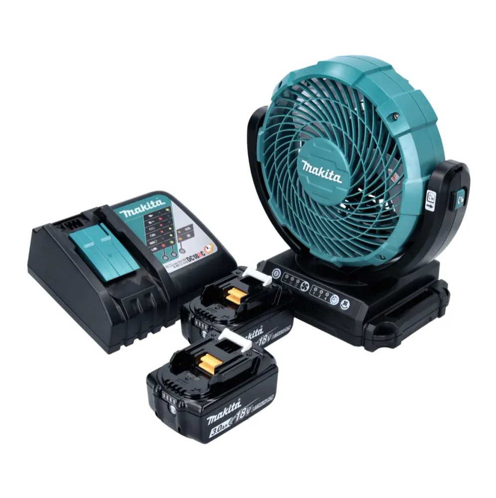 Ventilador sin cable Makita DCF 102 RF 18 V 18 cm + 2x baterí recargable 3,0 Ah + cargador