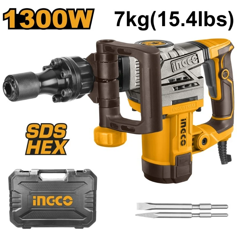 MARTILLO DEMOLEDOR ELECTRICO INDUSTRIAL SDS HEX 1300W/20J INGCO