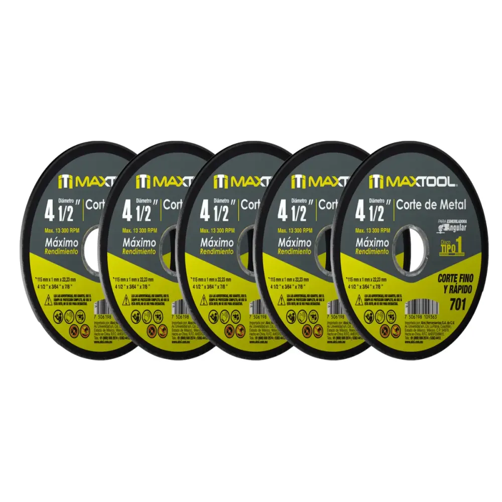 Disco Corte de Metal 4 1/2" x 1mm Maxtool Tipo 1