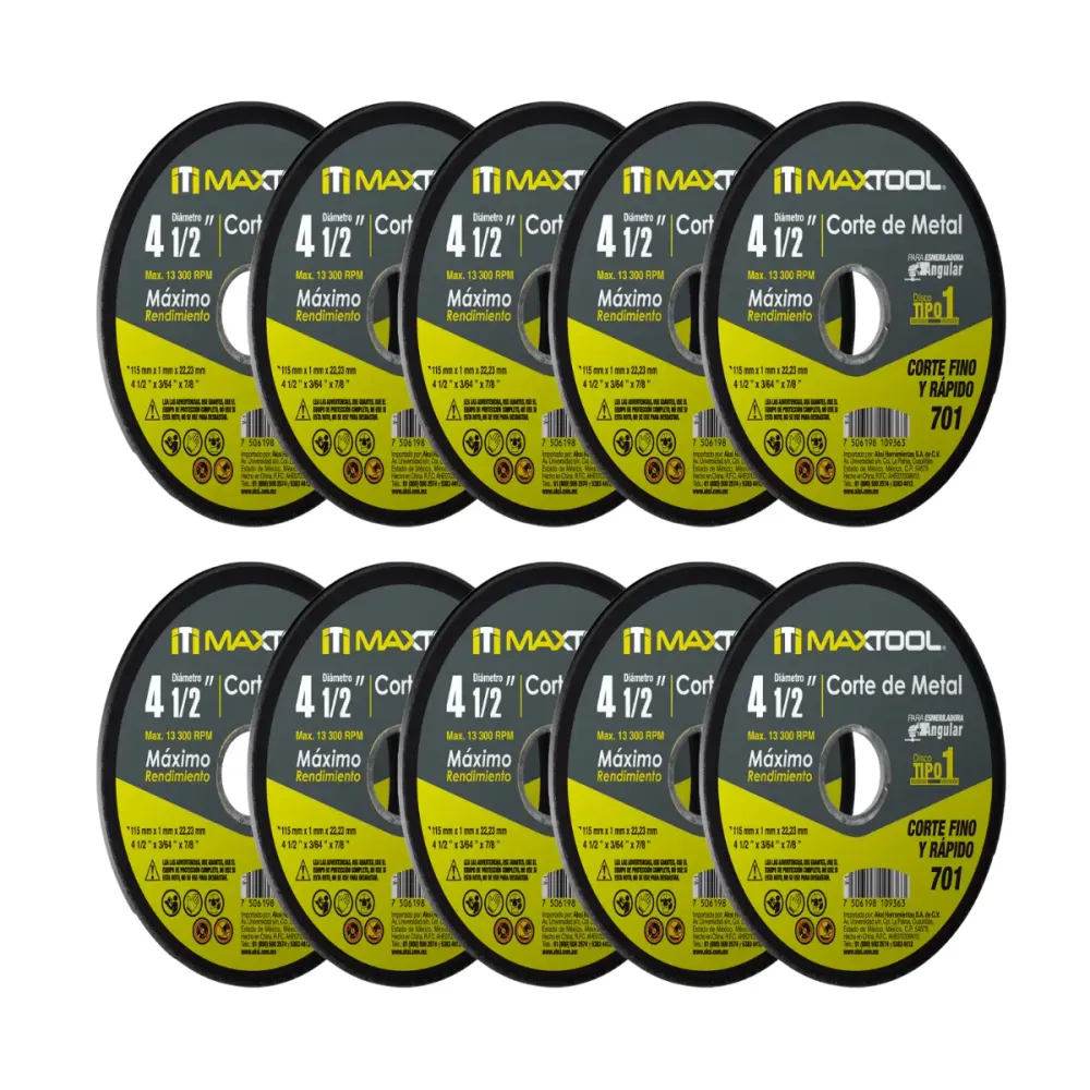 Disco Corte de Metal 4 1/2" x 1mm Maxtool Tipo 1