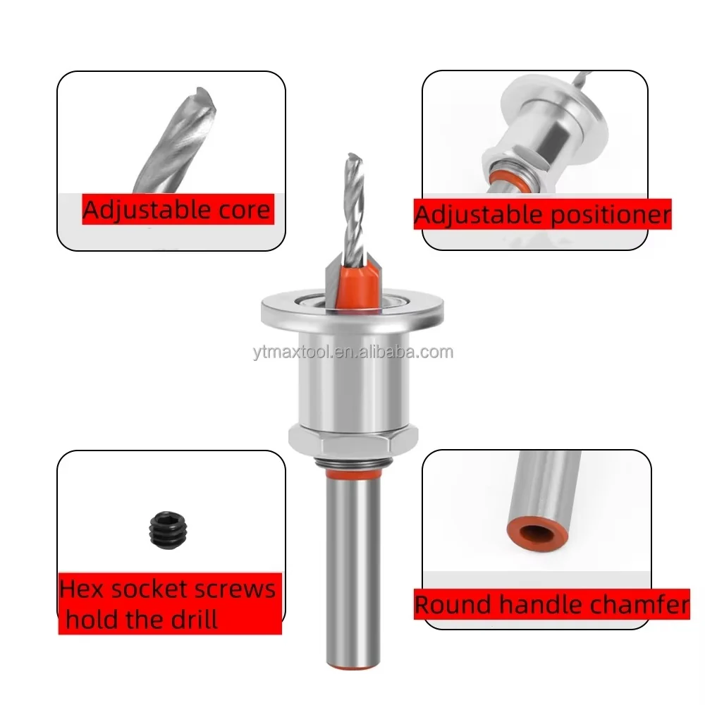 Broca mecha Avellanadora 4.0mm avellanado de 10mm con tope regulable Maxtools