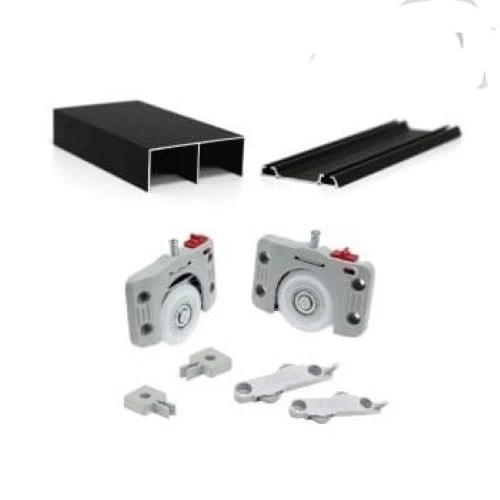 Rieles Correderas Para Puertas Corredizas Placard 2mt Negro Meaton