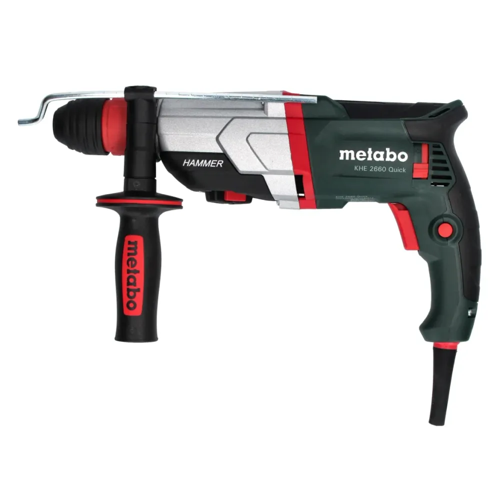 Martillo combinado Metabo KHE 2660 Quick 850 W 3 J SDS plus + juego de brocas de 5 piezas + metaBOX