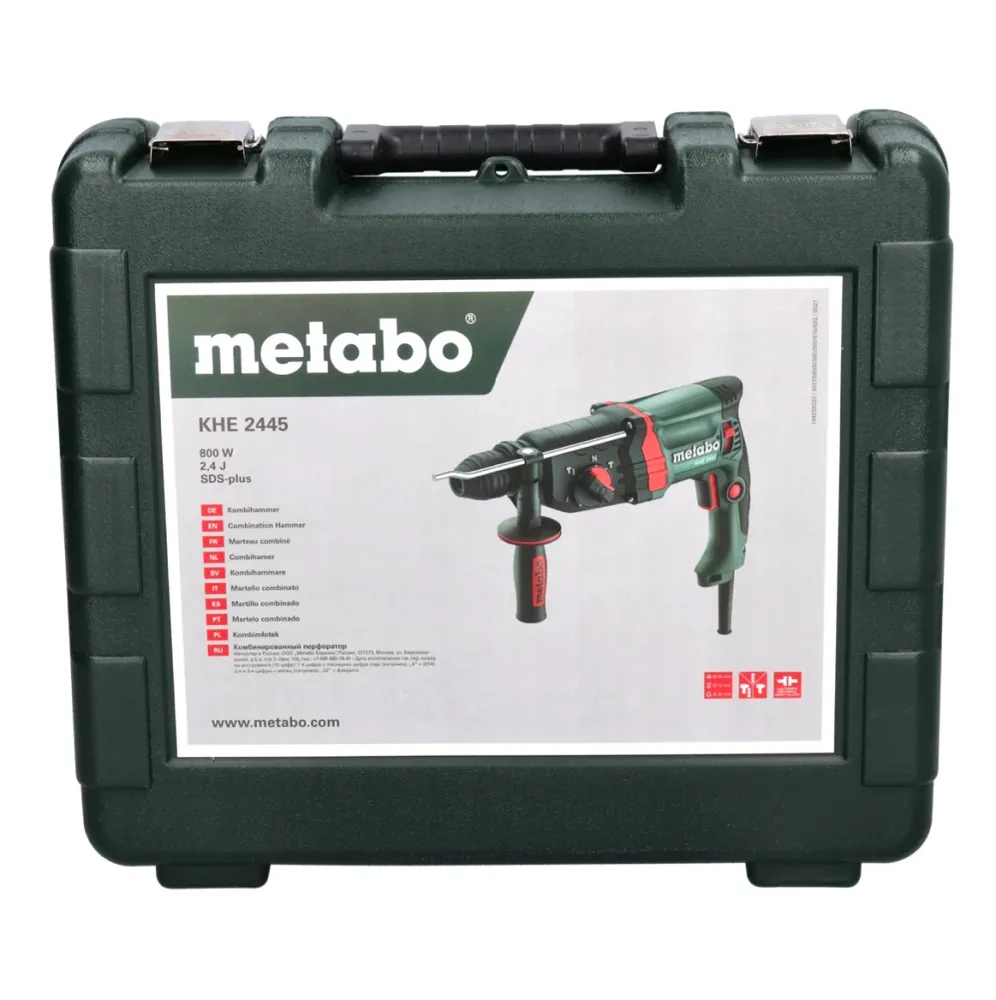 Metabo KHE 2445 martillo combinado 800 W 2,4 J SDS plus + juego de taladro percutor de 5 piezas + maletín