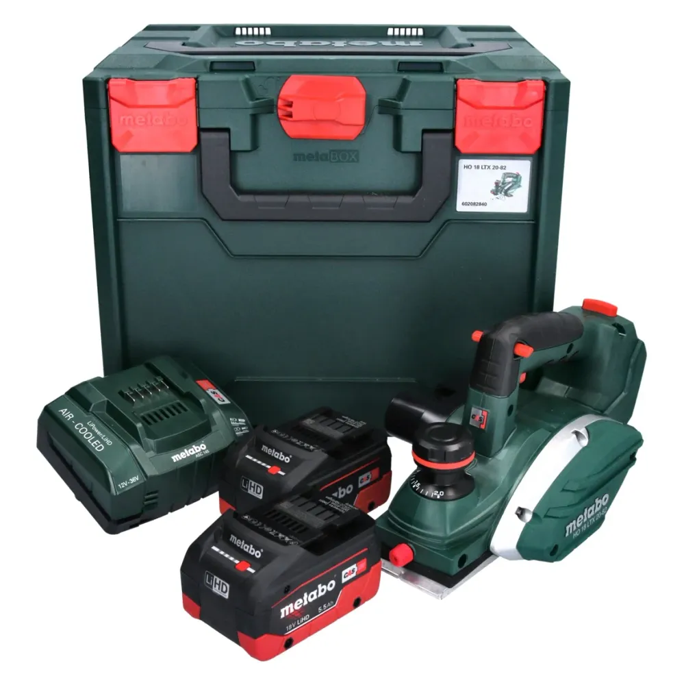 Metabo HO 18 LTX 20-82 cepillo de baterí 18 V 82 mm + 2x baterí 5,5 Ah + cargador + metaBOX