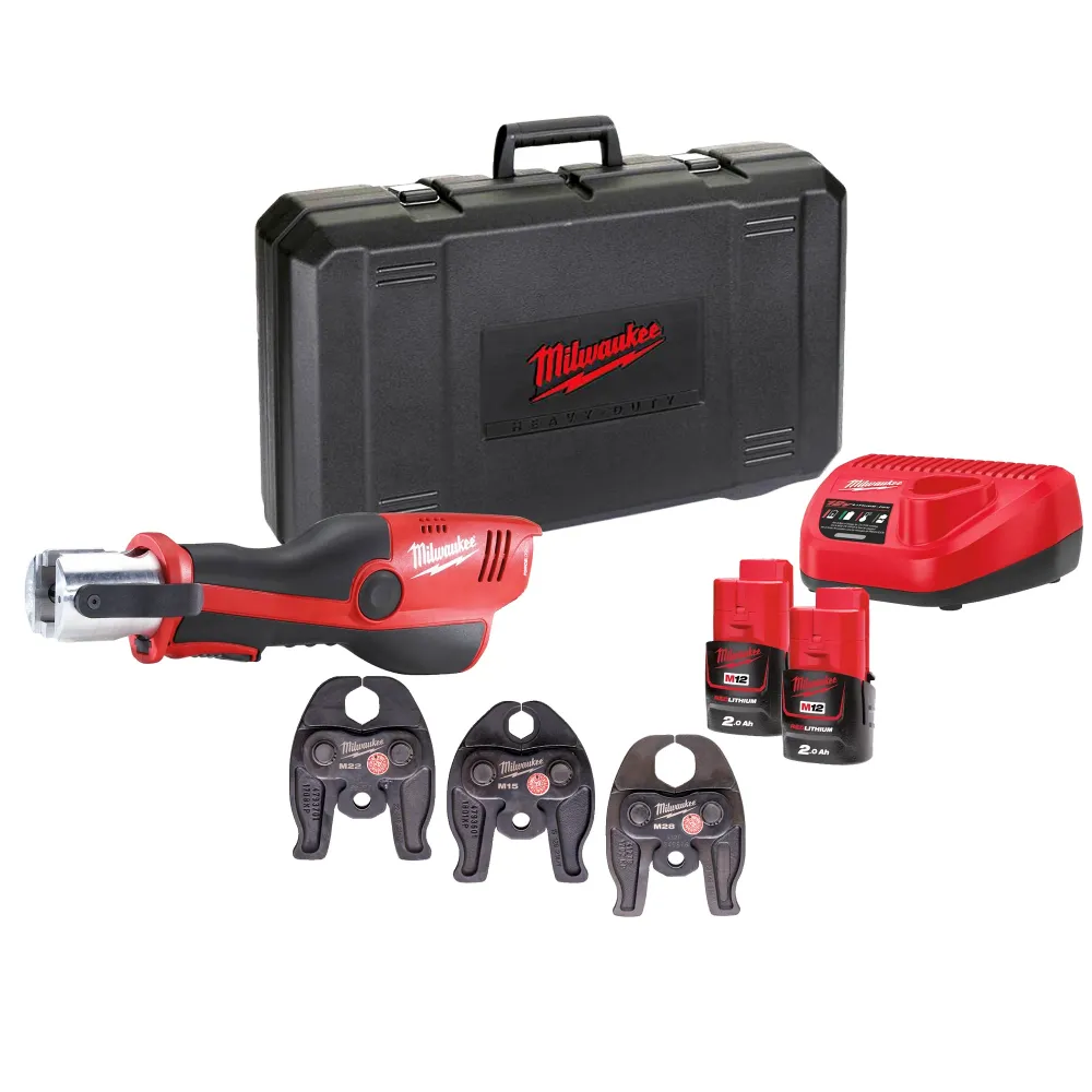 Máquina de prensado Milwaukee Juego de baterías M12 HPT-202C de 12 V y 2 Ah