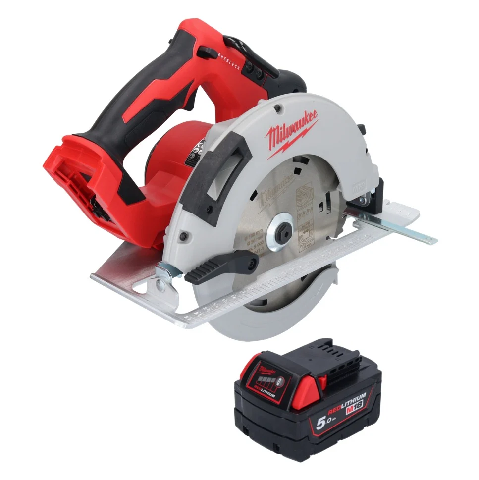 Sierra circular baterí Milwaukee M18 BLCS66-501 18 V 190 mm sin escobillas + 1x baterí 5,0 Ah - sin cargador