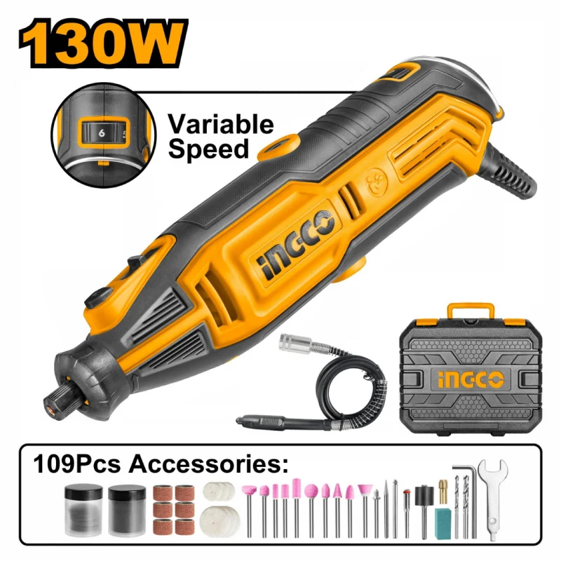 MINI TORNO ELECTRICO + 109 ACCESORIOS 130W INGCO