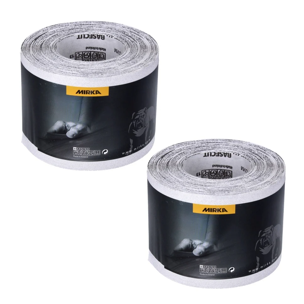 Mirka BASECUT Rollos de papel de lija 115 mm x 50 m P180, Papel de lija universal, 2 unid. ( 2x 2251100118N )