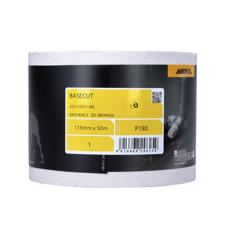 Mirka BASECUT Rollos de papel de lija 115 mm x 50 m, P180, 4 unid. Papel de lija universal ( 4x 2251100118N )