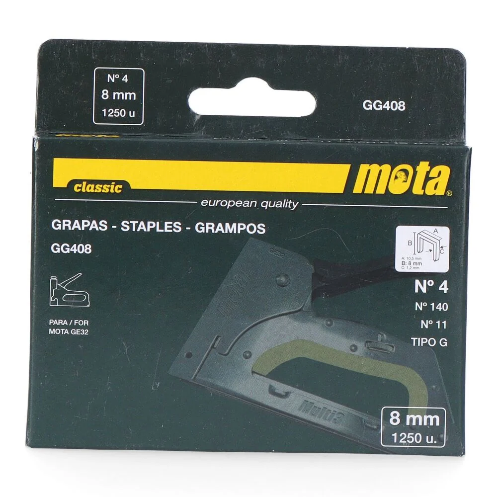 GRAPAS Nº 4 DE 8mm 1000 unid. ESPESOR 1,2mm GG408 MOTA MOTA HERRAMIENTAS