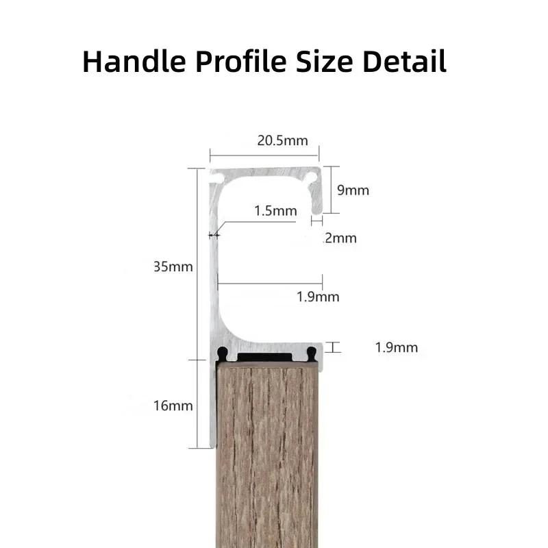 Perfil tirador de encastre para 18mm tipo G aluminio 3m acepta embellecedores