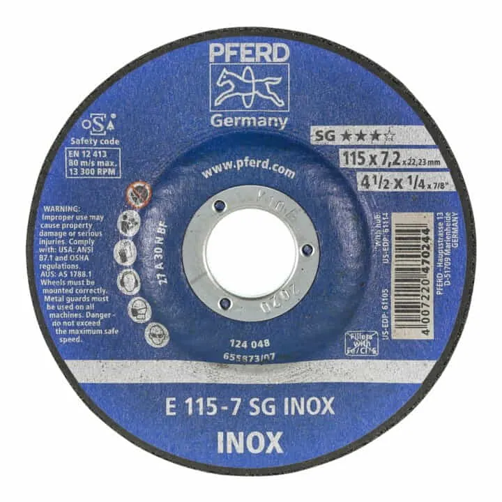 Disco de desbaste PFERD SG INOX D125xS7,2mm ( 4000842717 )