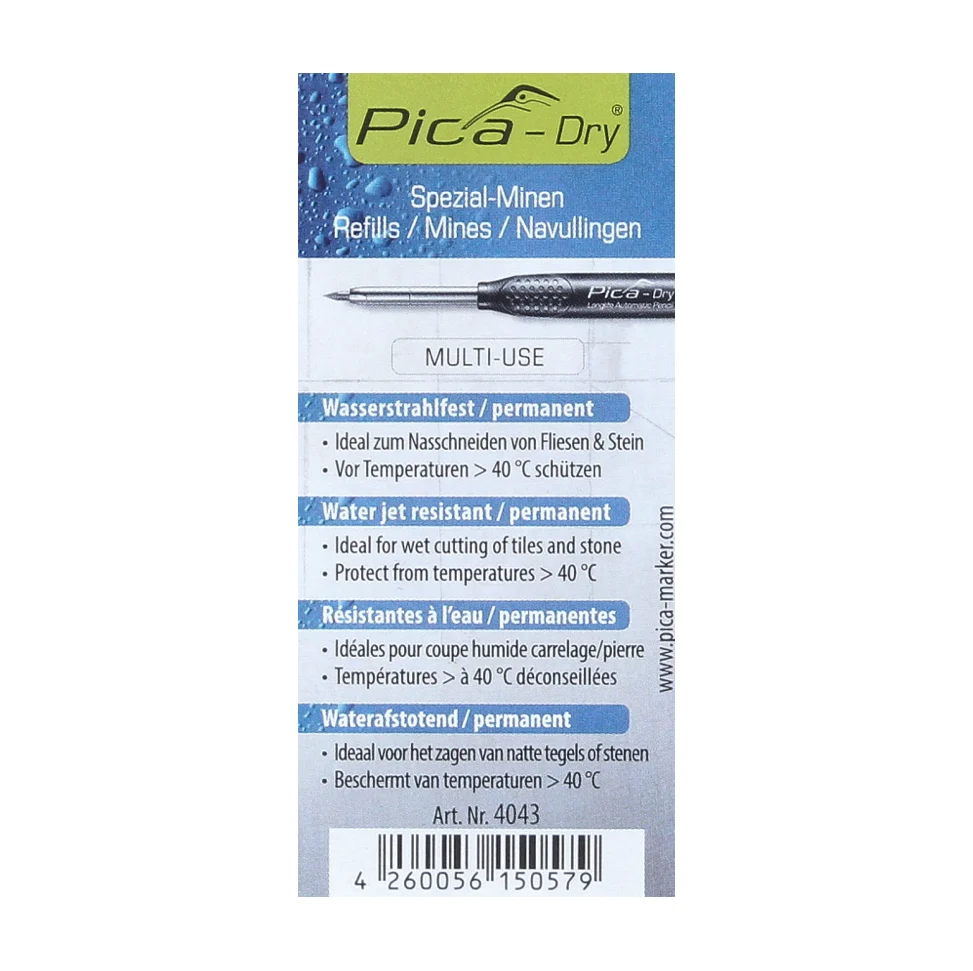Pica DRY especial plomos resistentes los chorros de agua blanco 10 piezas (4043) Pica-Marker