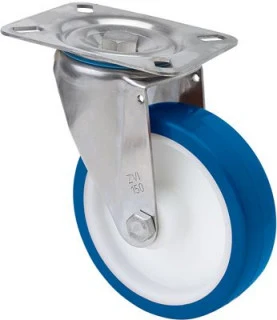 Rueda gir. ZVI INOX-POA 2-2855 100Kg. 80mm. Poliuret. 10ZVLI80-POA. RUEDAS ALEX SLU