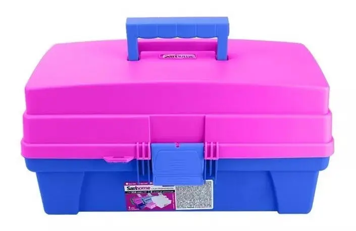 Caja Herramientas Santul Plástica 14 2 Bandejas Azul/rosa Sanhome