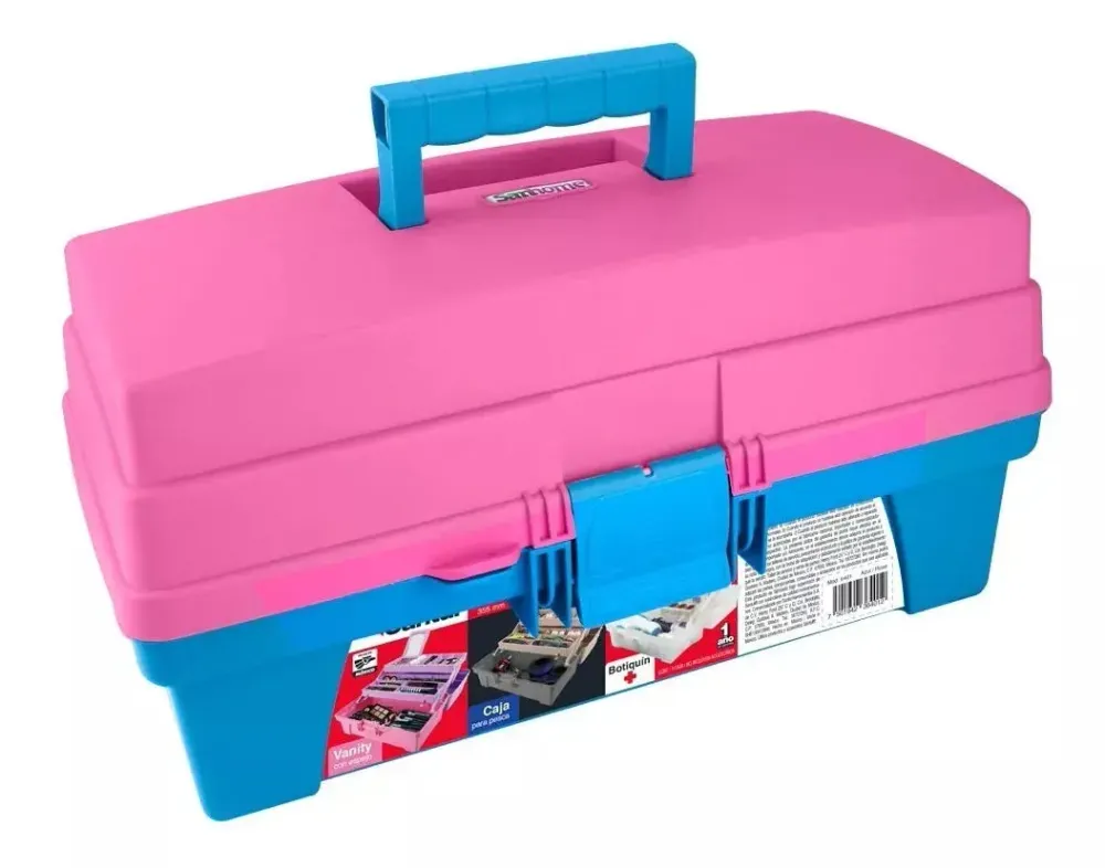 Caja Herramientas Santul Plástica 14 2 Bandejas Azul/rosa Sanhome