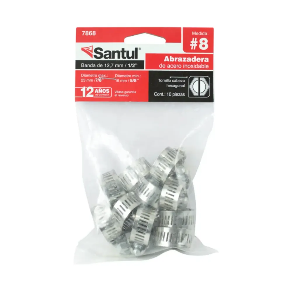 10pz Abrazadera Santul #8 de 5/8 7/8