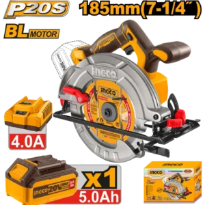 SIERRA CIRCULAR BL + BAT 5AH Y CARG INDUSTRIAL 7 1/4" 20V/185MM INGCO