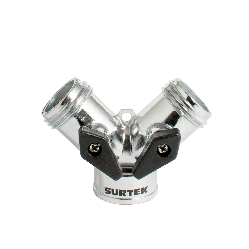 Adaptador para manguera de riego en "Y" cromado 11 x 7 cm Surtek
