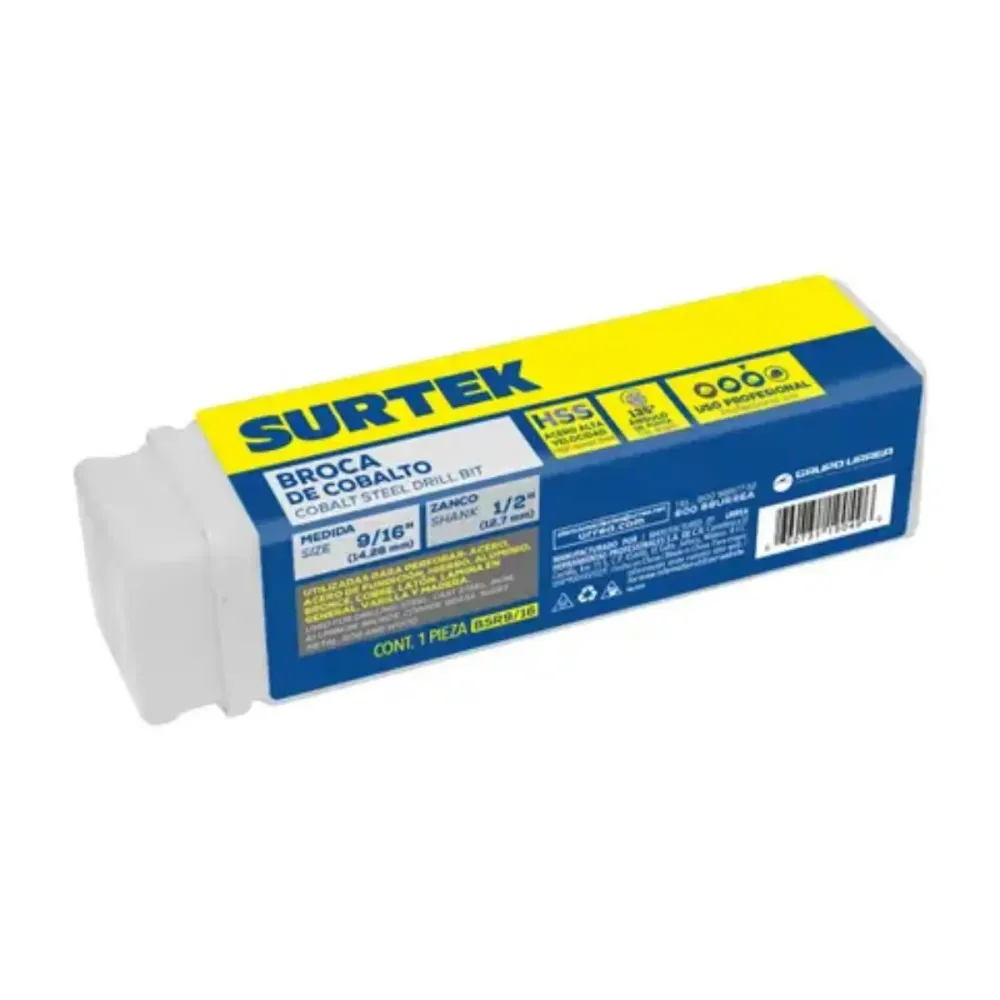 Broca Cobalto Acero Surtek Alta Velocidad 9/16"