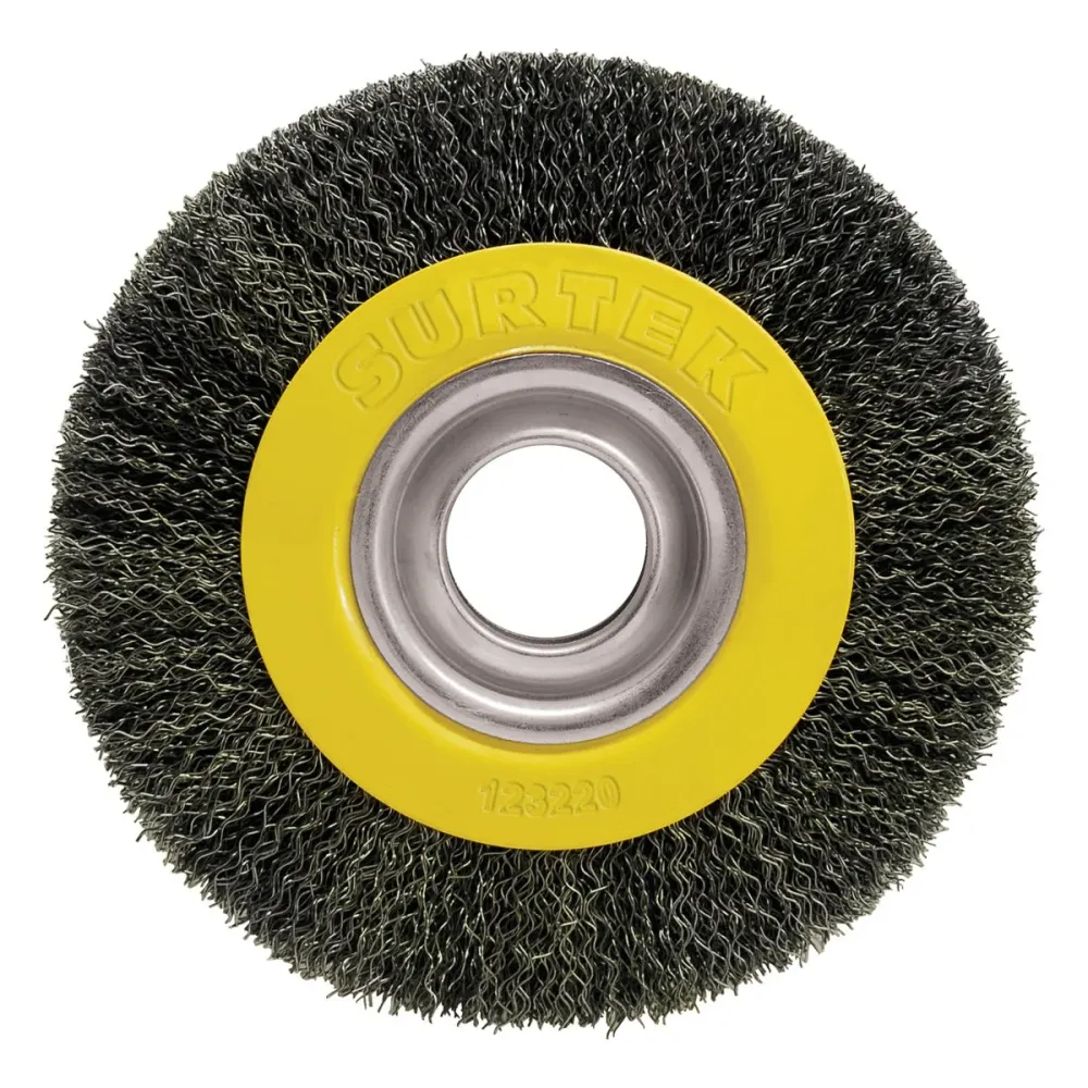 Carda copa ondulada alambre delgado para esmeril 6" x 13/16" con adaptadores Surtek.