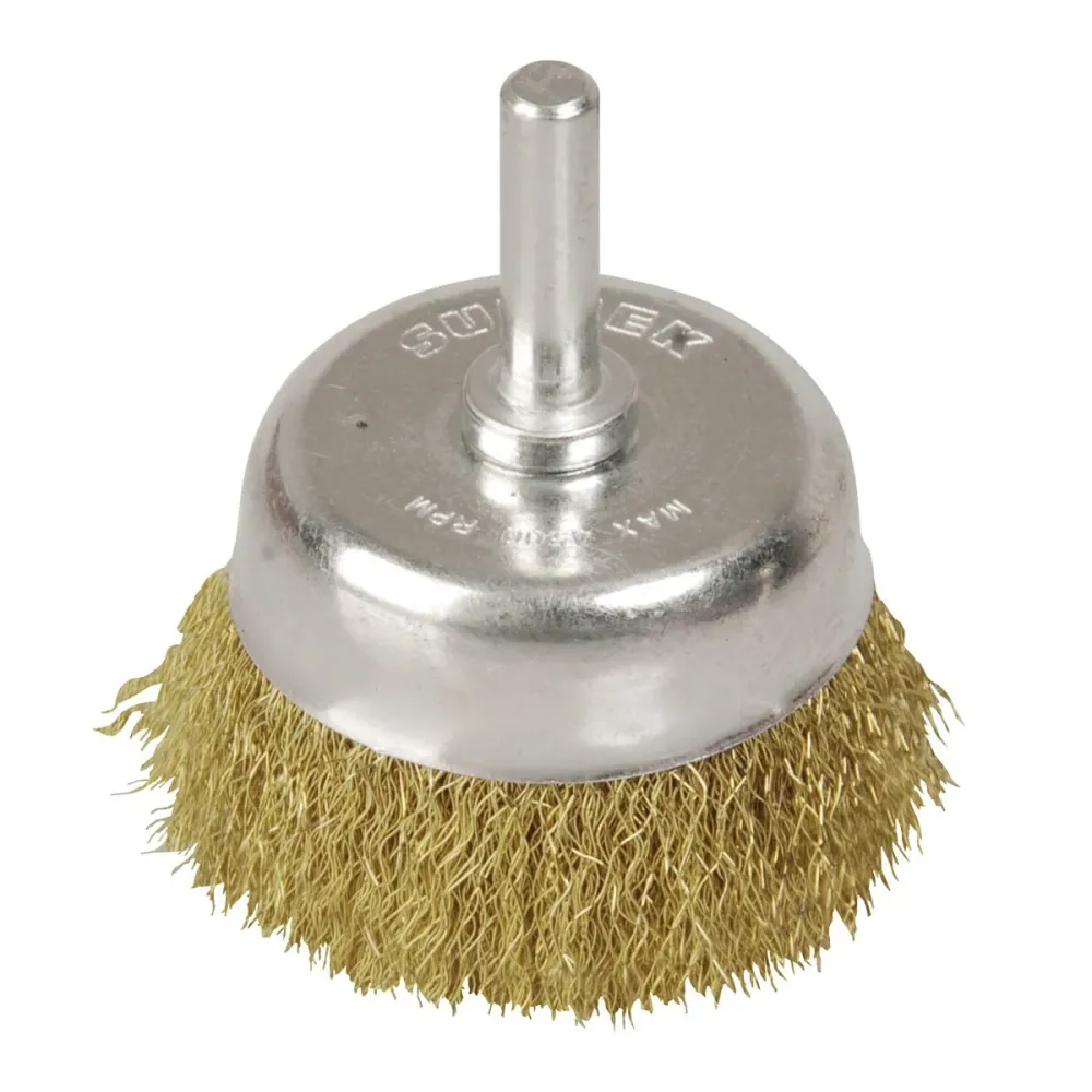 Carda copa ondulada alambre fino 2-3/4" x 0.17 mm con zanco 1/4" Surtek.